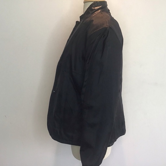 Rene Lezard black leather notched collar/zigzag stitching, 2 button blazer EU 42 - Picture 9 of 12